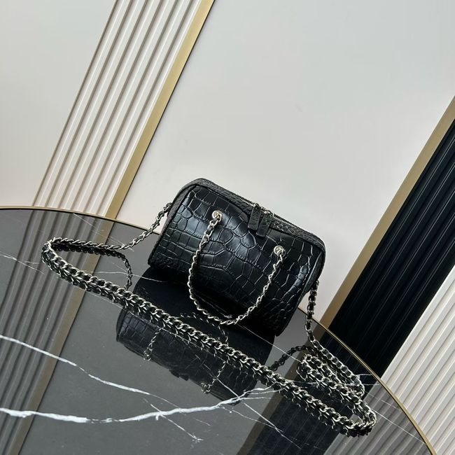 Chanel Clutch with chain Crocodile Embossed AS4474 Black