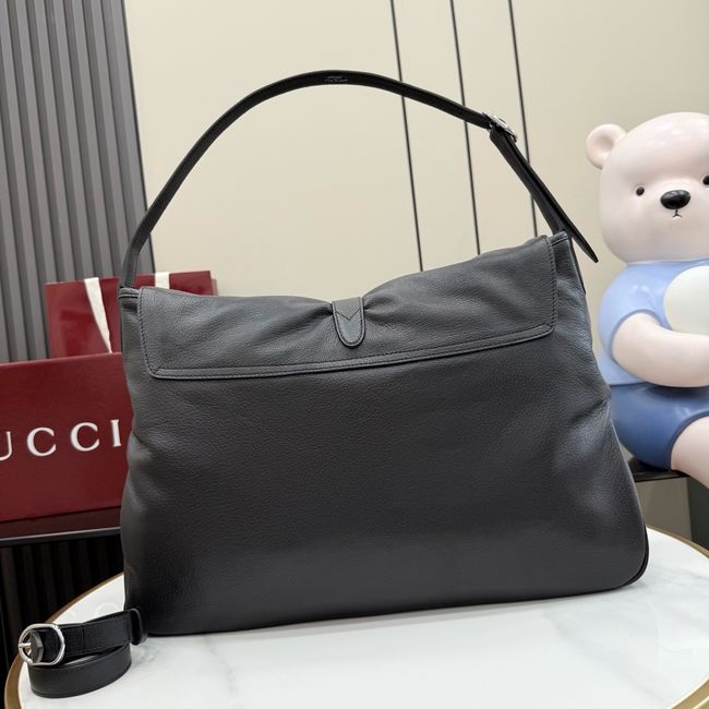 Gucci Jackie Flap large crossbody bag A005ZI black grainy leather Gucci Jackie Flap large crossbody bag A005ZI black grainy leather