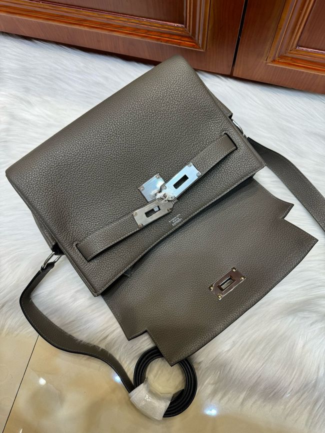 Hermes kelly messenger bag H08801 pewter gray Hermes kelly messenger bag H08801 pewter gray