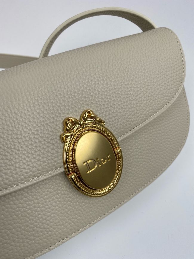 Small Dior Medaillon Flap Bag Grained Calfskin M3919Q Trench