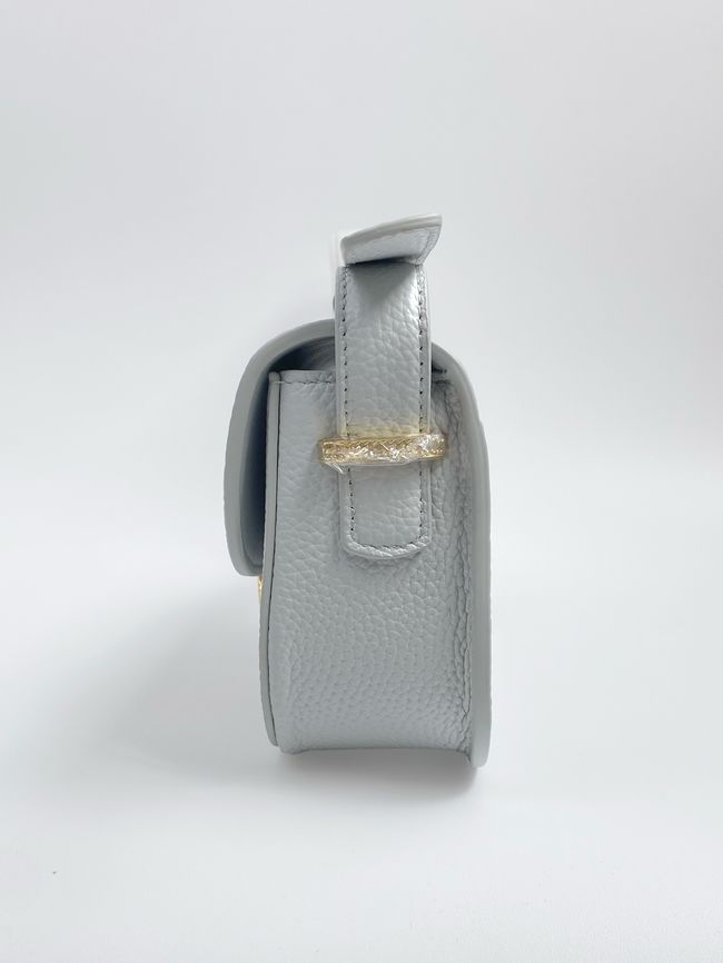 Small Dior Medaillon Flap Bag Grained Calfskin M3919Q ice blue