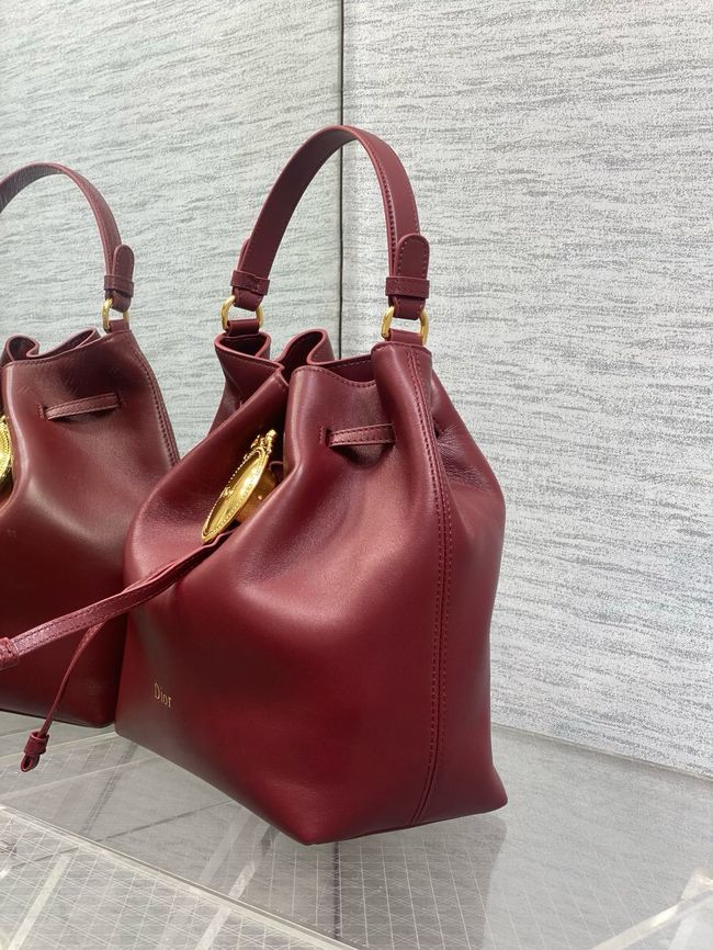 Dior Calfskin Medium Tote Bag 67534 burgundy