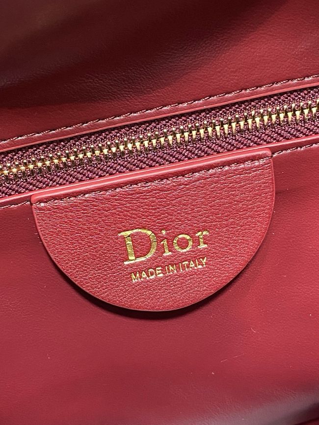 Dior Calfskin Medium Tote Bag 67534 burgundy