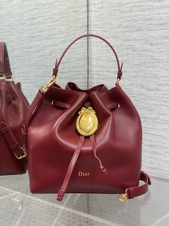 Dior Calfskin Medium Tote Bag 67534 burgundy