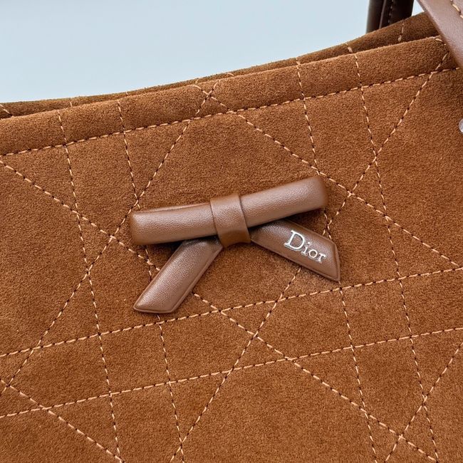 Small Dior Promenade Shopping Bag brown Flat Cannage Suede Calfskin M1410O Small Dior Promenade Shopping Bag brown Flat Cannage Suede Calfskin M1410O