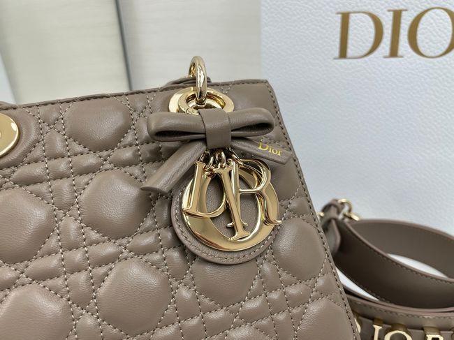 Small Lady Dior Bag with Strap Cannage Lambskin M0531OU dark gray Small Lady Dior Bag with Strap Cannage Lambskin M0531OU dark gray