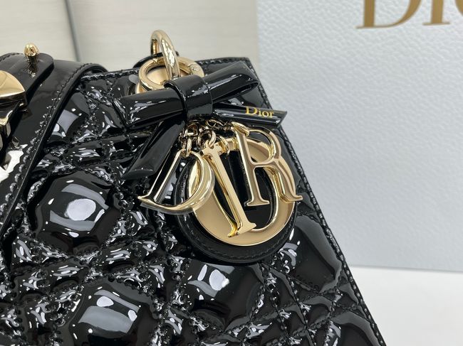 Small Lady Dior Bag with Strap Cannage patent leather M0531OU black Small Lady Dior Bag with Strap Cannage patent leather M0531OU black