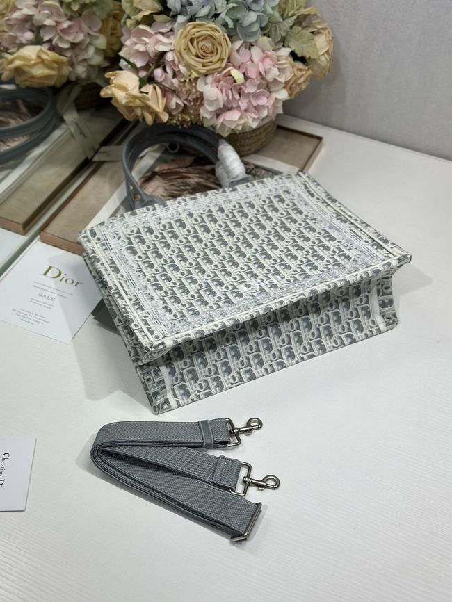 Medium Dior Book Tote with Strap Oblique Embroidery M1354PE-2 Medium Dior Book Tote with Strap Oblique Embroidery M1354PE-2