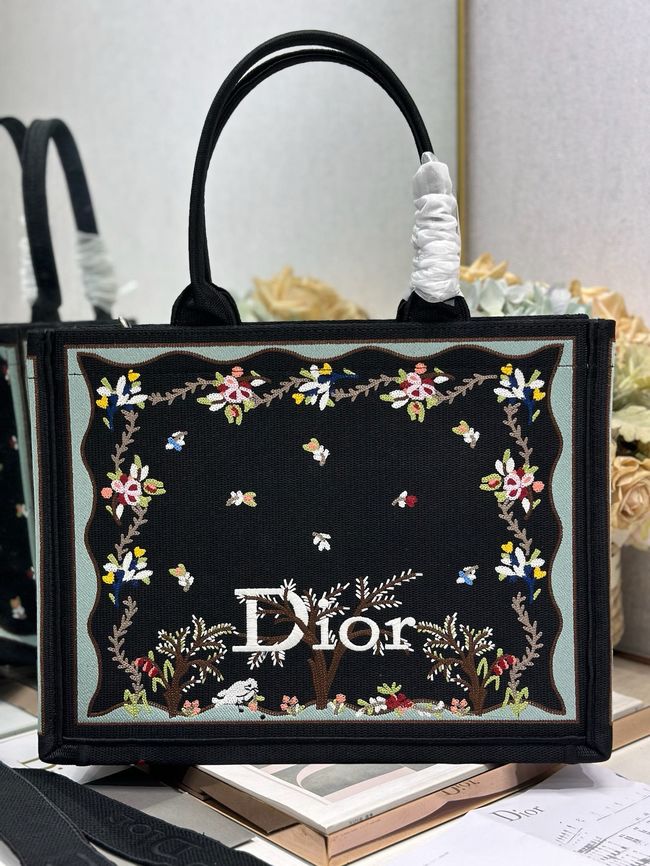 Medium Dior Book Tote with Strap Oblique Embroidery M1354PE-4 Medium Dior Book Tote with Strap Oblique Embroidery M1354PE-4
