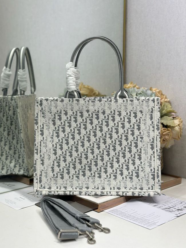 Medium Dior Book Tote with Strap Oblique Embroidery M1354PE-5 Medium Dior Book Tote with Strap Oblique Embroidery M1354PE-5
