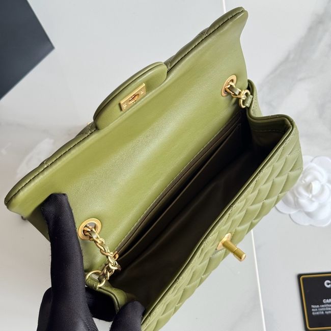 Chanel SMALL FLAP BAG sheepskin AS1787 Khaki