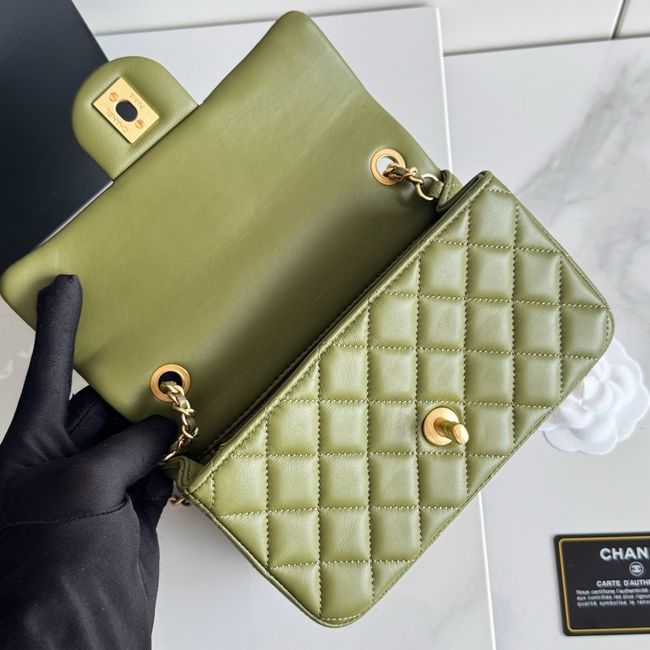Chanel SMALL FLAP BAG sheepskin AS1787 Khaki