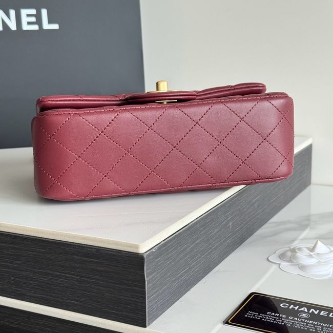 Chanel SMALL FLAP BAG sheepskin AS1787 burgundy