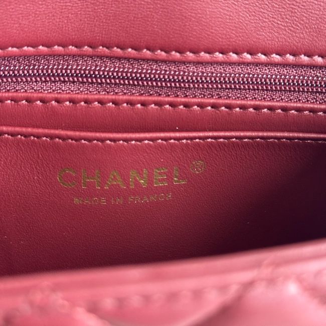 Chanel SMALL FLAP BAG sheepskin AS1787 burgundy