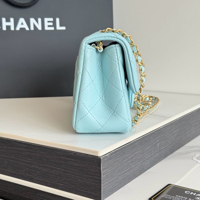 Chanel SMALL FLAP BAG sheepskin AS1787 sky blue