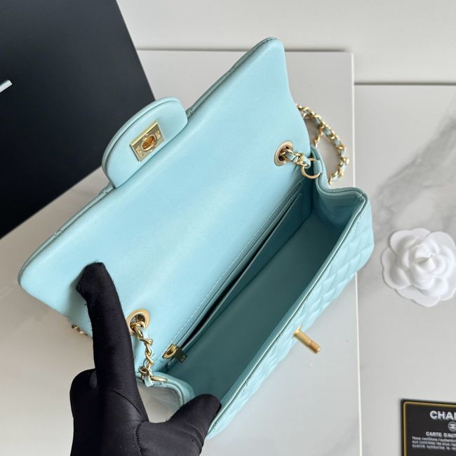Chanel SMALL FLAP BAG sheepskin AS1787 sky blue