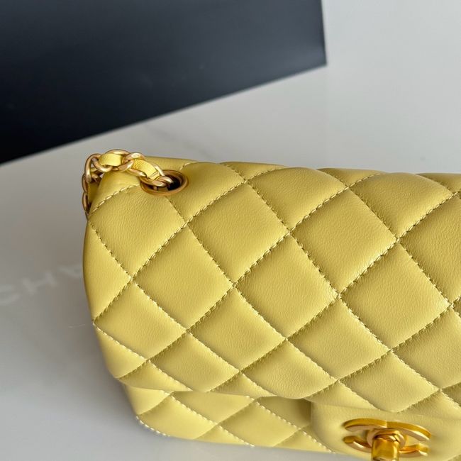 Chanel SMALL FLAP BAG sheepskin AS1787 yellow