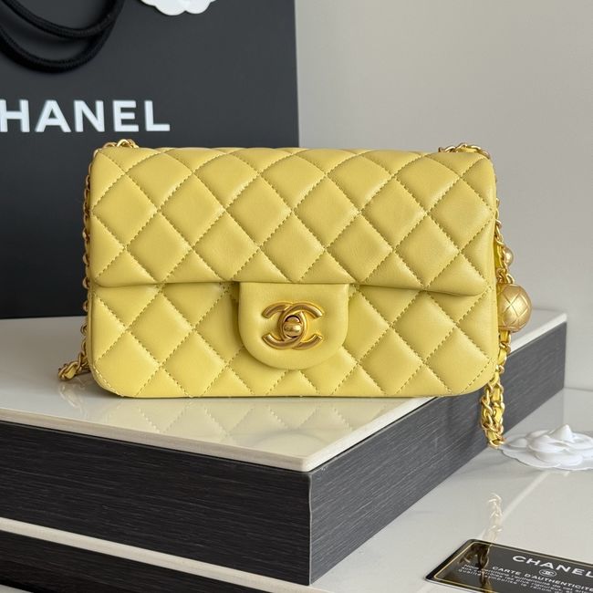 Chanel SMALL FLAP BAG sheepskin AS1787 yellow