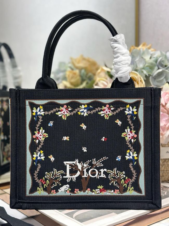 Small Dior Book Tote with Strap Embroidered M1404OE-2 Small Dior Book Tote with Strap Embroidered M1404OE-2