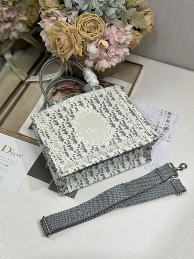 Small Dior Book Tote with Strap Embroidered M1404OE-3