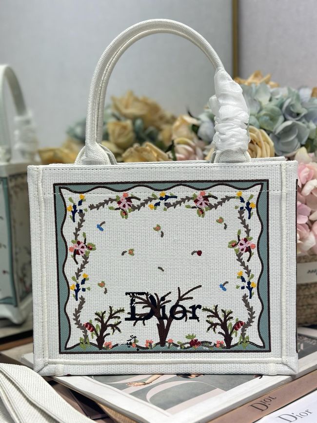 Small Dior Book Tote with Strap Embroidered M1404OE-7