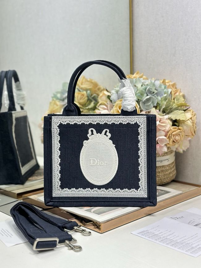 Small Dior Book Tote with Strap Embroidered M1404OE-8
