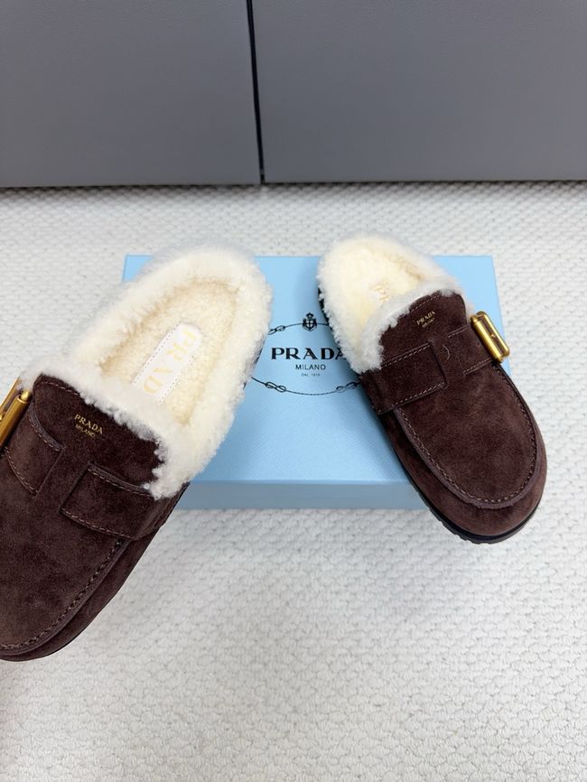 Prada Suede and shearling mules 64258-1