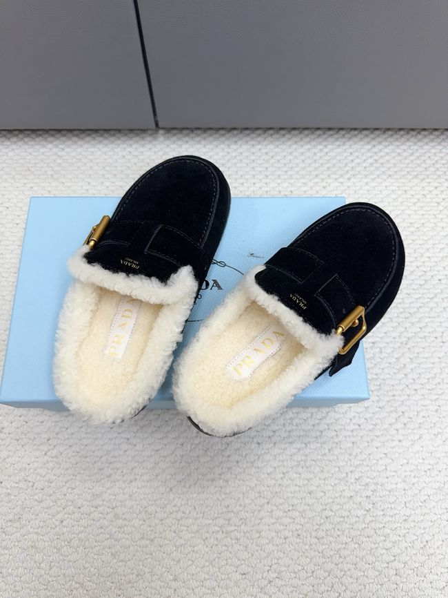 Prada Suede and shearling mules 64258-3