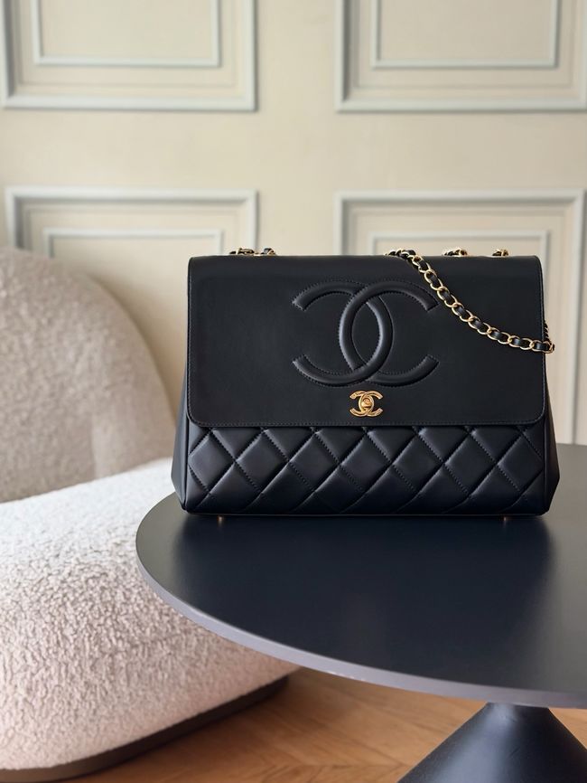 Chanel Large FLAP BAG sheepskin A2215 black