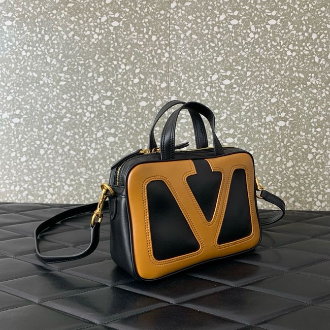 VALENTINO GARAVANI Loco Calf leather bag 0015 black&brown