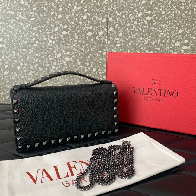 VALENTINO Rockstud calfskin chain bag SHI098 black