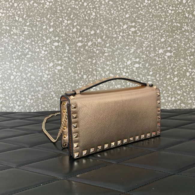 VALENTINO Rockstud calfskin chain bag SHI098 rose gold VALENTINO Rockstud calfskin chain bag SHI098 rose gold