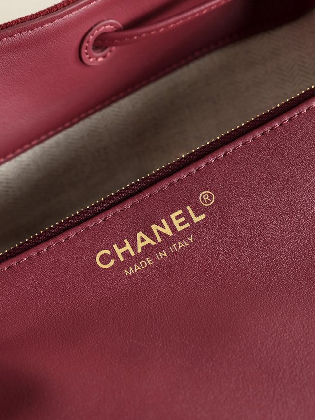 Chanel Suede Calfskin Bucket Bag AS6584 burgundy Chanel Suede Calfskin Bucket Bag AS6584 burgundy