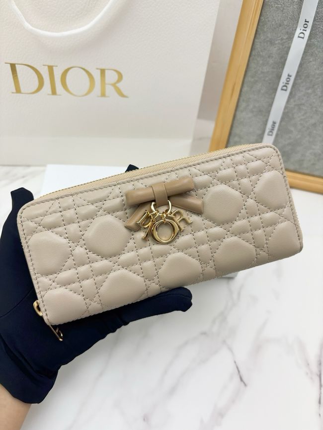 LADY DIOR LOTUS WALLET CANNAGE LAMBSKIN S2600 apricot LADY DIOR LOTUS WALLET CANNAGE LAMBSKIN S2600 apricot