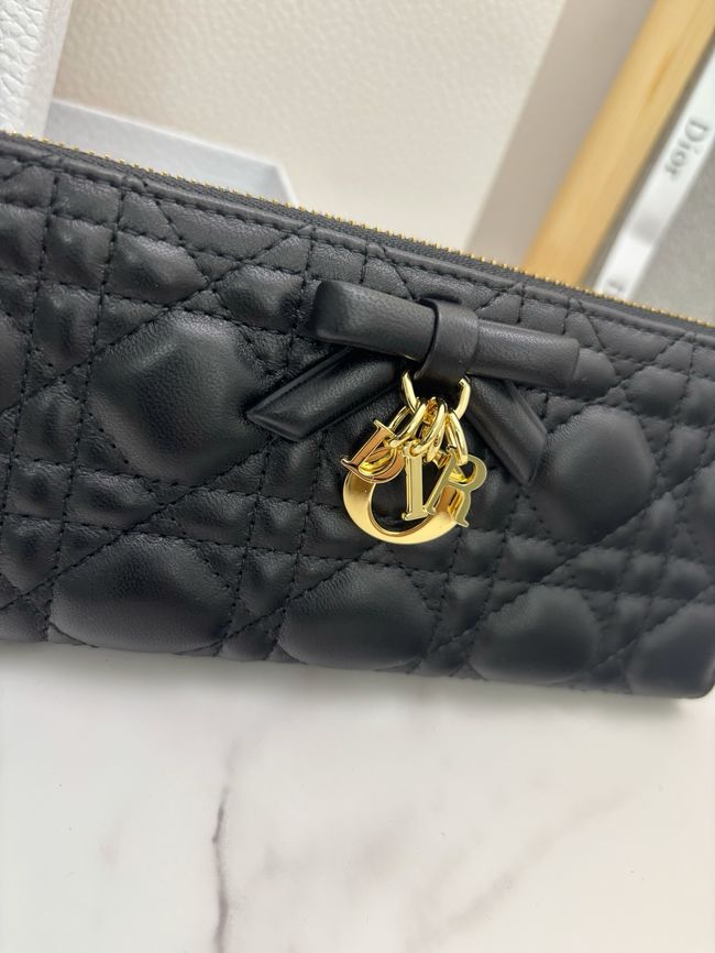 LADY DIOR LOTUS WALLET CANNAGE LAMBSKIN S2600 black LADY DIOR LOTUS WALLET CANNAGE LAMBSKIN S2600 black