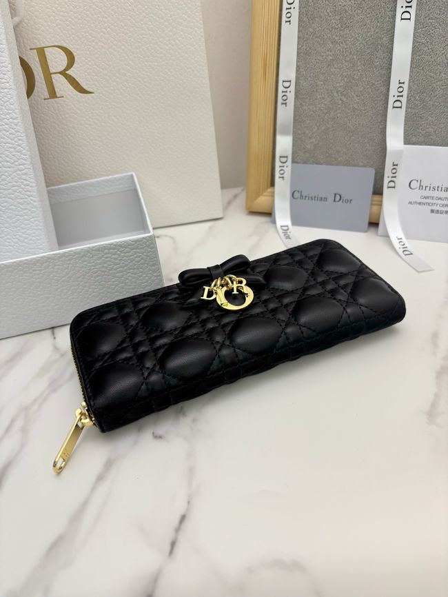 LADY DIOR LOTUS WALLET CANNAGE LAMBSKIN S2600 black LADY DIOR LOTUS WALLET CANNAGE LAMBSKIN S2600 black