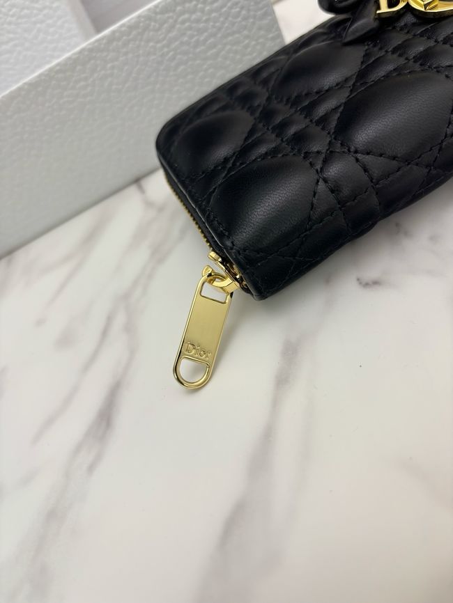 LADY DIOR LOTUS WALLET CANNAGE LAMBSKIN S2600 black LADY DIOR LOTUS WALLET CANNAGE LAMBSKIN S2600 black