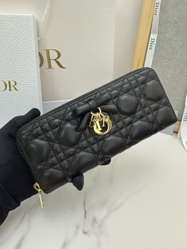 LADY DIOR LOTUS WALLET CANNAGE LAMBSKIN S2600 black LADY DIOR LOTUS WALLET CANNAGE LAMBSKIN S2600 black