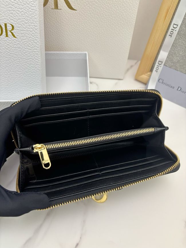 LADY DIOR LOTUS WALLET CANNAGE LAMBSKIN S2600 black LADY DIOR LOTUS WALLET CANNAGE LAMBSKIN S2600 black