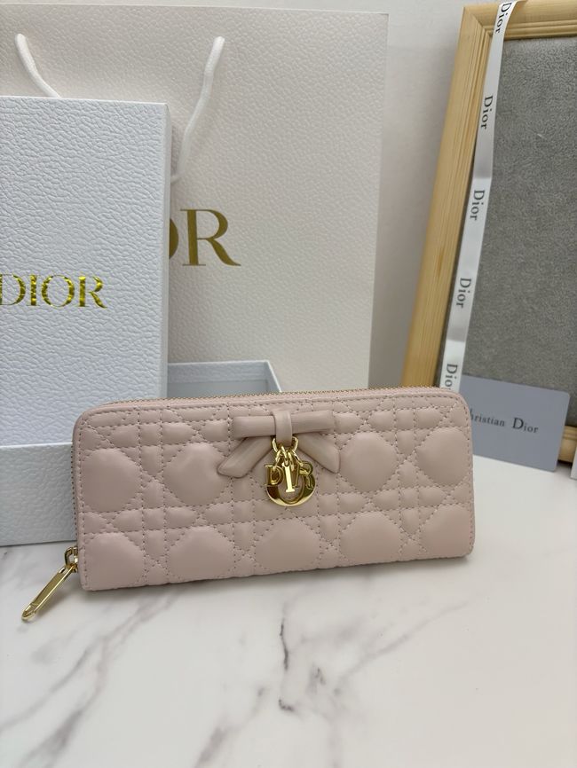 LADY DIOR LOTUS WALLET CANNAGE LAMBSKIN S2600 light pink
