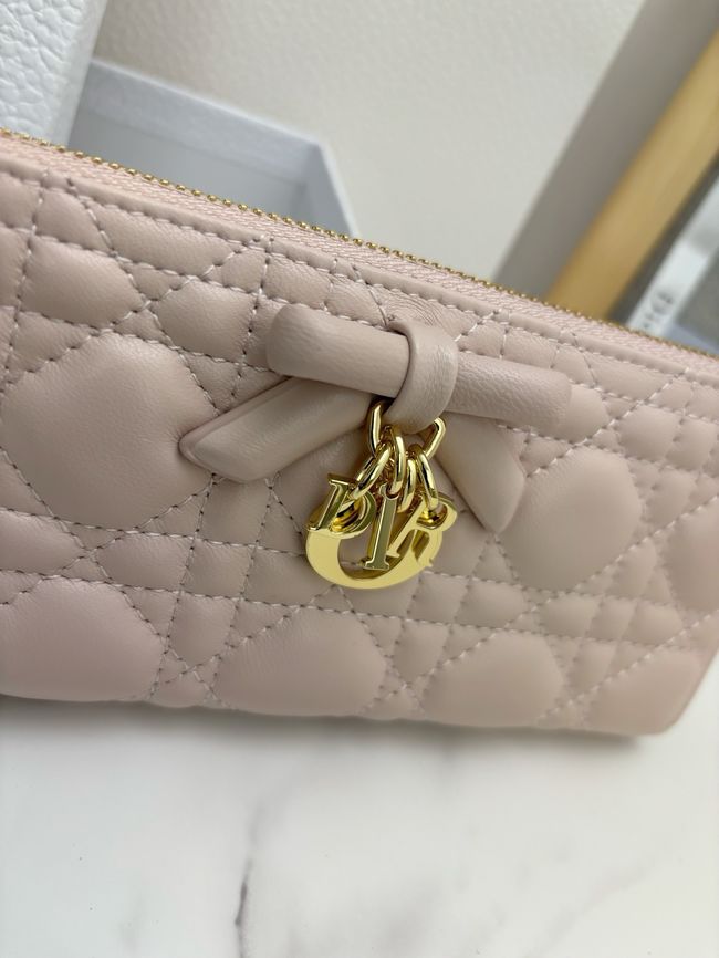 LADY DIOR LOTUS WALLET CANNAGE LAMBSKIN S2600 light pink LADY DIOR LOTUS WALLET CANNAGE LAMBSKIN S2600 light pink
