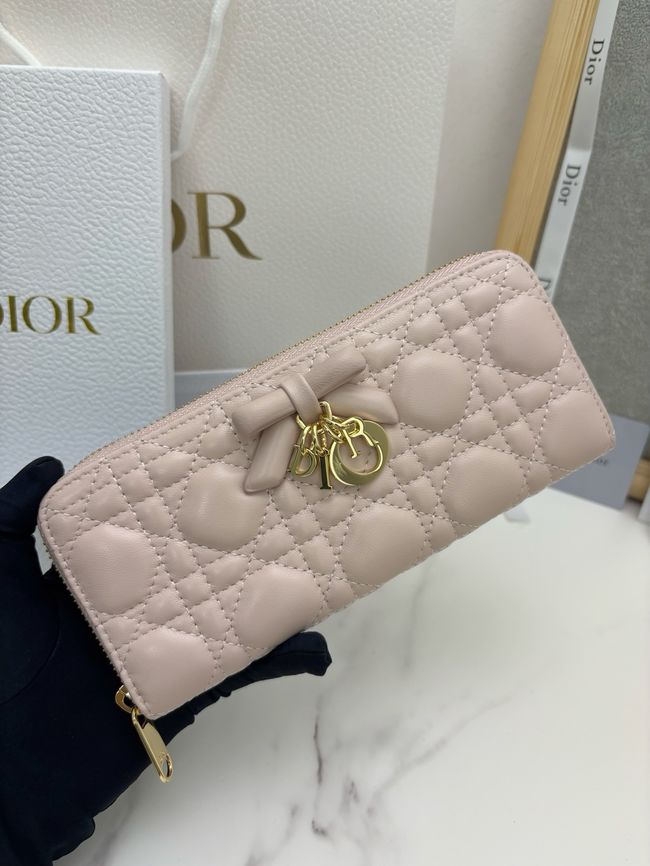 LADY DIOR LOTUS WALLET CANNAGE LAMBSKIN S2600 light pink LADY DIOR LOTUS WALLET CANNAGE LAMBSKIN S2600 light pink