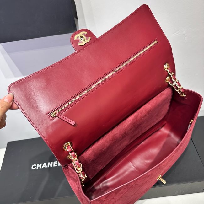CHANEL Maxi Flapbag Suede Calfskin AS6233 Burgundy CHANEL Maxi Flapbag Suede Calfskin AS6233 Burgundy