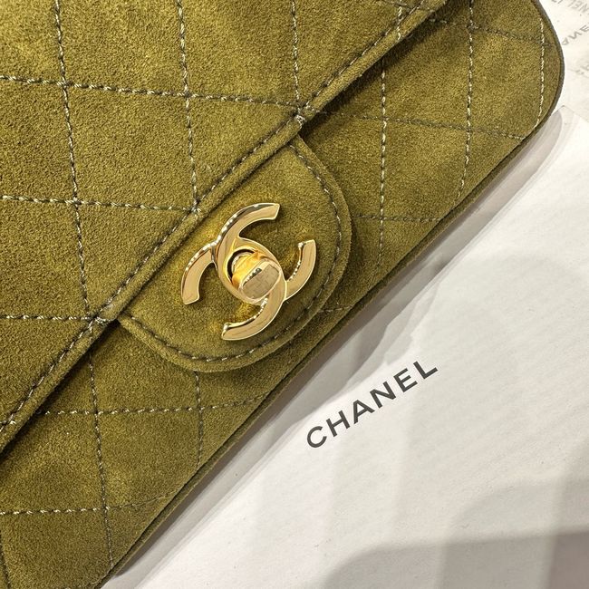 Chanel Mini Flap Bag Suede Calfskin AS6573 Khaki Chanel Mini Flap Bag Suede Calfskin AS6573 Khaki