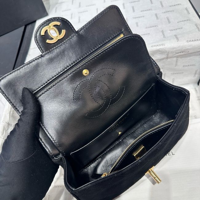 Chanel Mini Flap Bag Suede Calfskin AS6573 black Chanel Mini Flap Bag Suede Calfskin AS6573 black