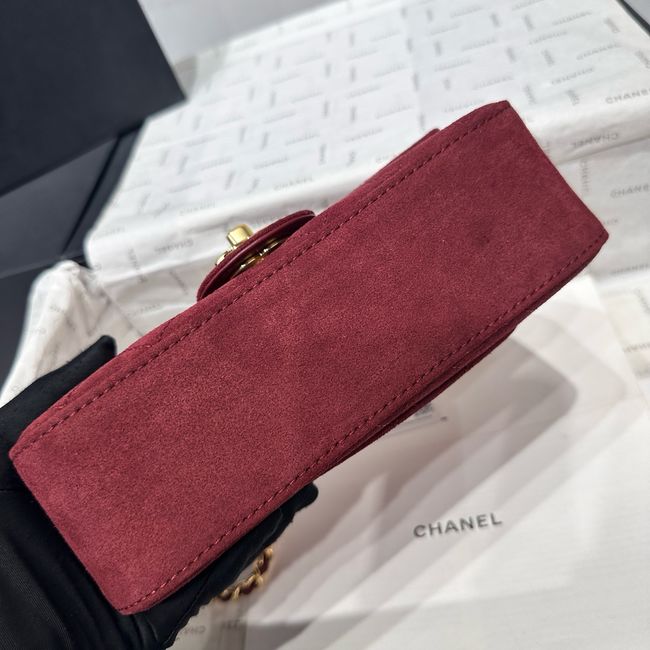 Chanel Mini Flap Bag Suede Calfskin AS6573 burgundy Chanel Mini Flap Bag Suede Calfskin AS6573 burgundy