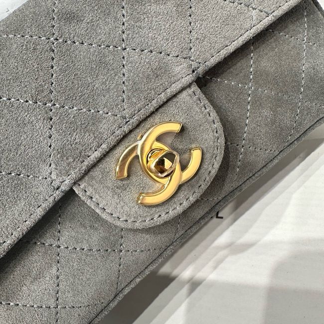 Chanel Mini Flap Bag Suede Calfskin AS6573 gray
