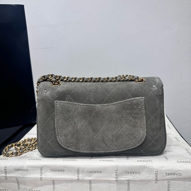 Chanel Mini Flap Bag Suede Calfskin AS6573 gray