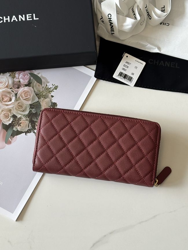 Chanel Classic Zipped Wallet AP5077 dark red
