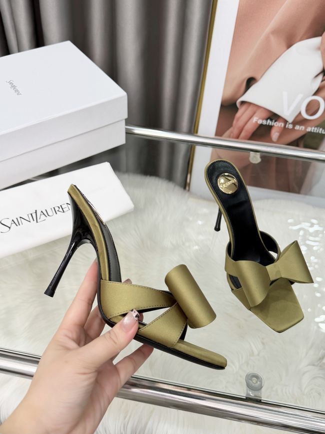 Saint Laurent BABYLONE mules in satin 10CM F6629-5